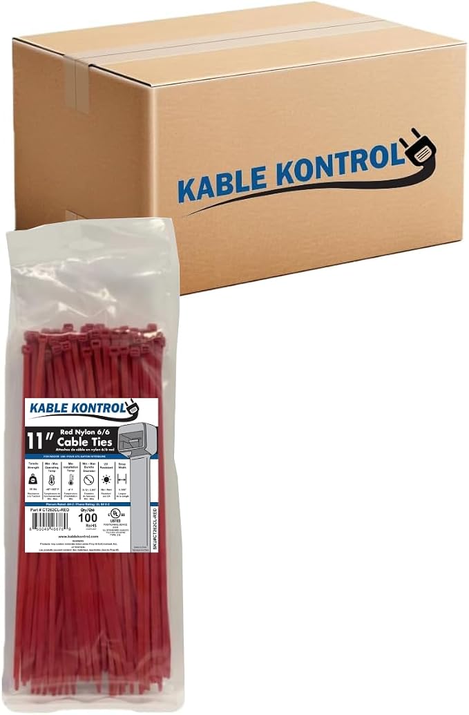 Kable Kontrol Red Zip Ties 11 Inch 8, 50 Lbs Tensile Strength, Bulk Pack by KABLEKONTROL%C2%AE