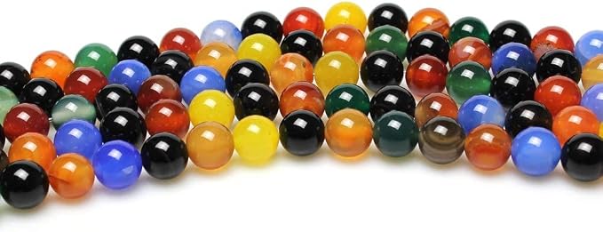 MJDCB AAA Natural Multicolor Agate Beads Round Colorful Stone Energy Healing - Image 6