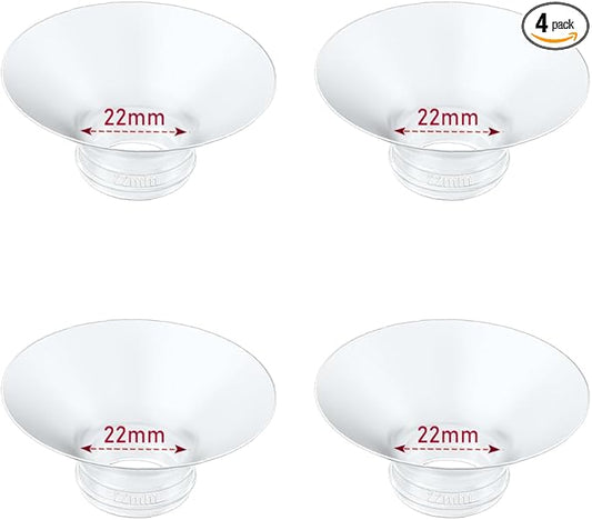 Flange Insert 4PCS 22mm Compatible with Momcozy M9/M6/M5/S12 Pro/V1 Pro/V2 pro, Spectra/Medela/Elvie/NCVI/TSRETE/eufy/Lansinoh/Paruu/MomMed Breast Pump 24mm Shields/Flanges (4pcs-22mm)