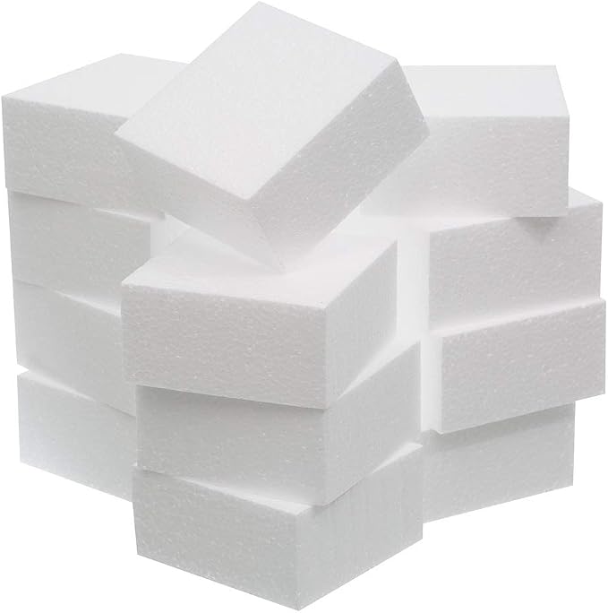 Crafare 4X4X2 Inch Craft Foam Blocks 12 Pack Polystyrene Foam Square Blocks by Crafare