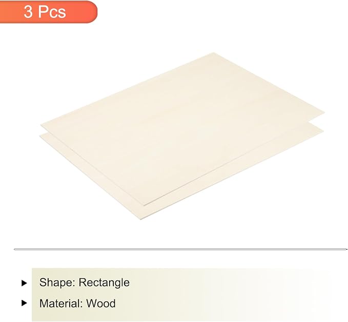 MECCANIXITY 3pcs Basswood Sheets 7.9 x 12 x 1/8 Inch Unfinished Wood Boards - Image 3