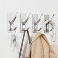 Self-Adhesive Coat Hooks for Hanging - Heavy Duty Stainless Double Wall Hook for Towel, Backpack, Hat, Sturdy Metal Hanger for Bathroom, Bedroom, Door, Wall Mounted, 4-Pack, Silver, New