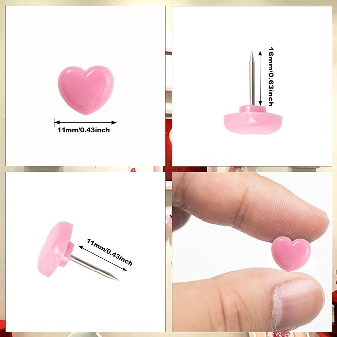 ELANE 100 Pcs Heart Thumb Tacks - Image 2