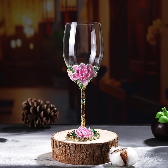 Simcat Handmade Painted Enamel Flower Glass Wine Glasses Transparent Refined - Image 6