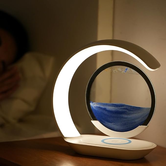 LED Table Lamp with Wireless Charging, Crescent Moon Design - Image 2