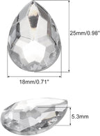MECCANIXITY 50PCS Flat Back Acrylic Teardrop Gems 18x25mm Artificial Rhinestones - Image 2