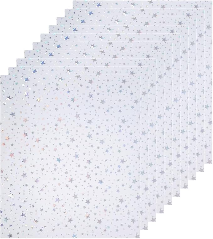 FUNKAKA Holographic Star Heat Transfer Vinyl HTV 10 Sheets by FUNKAKA