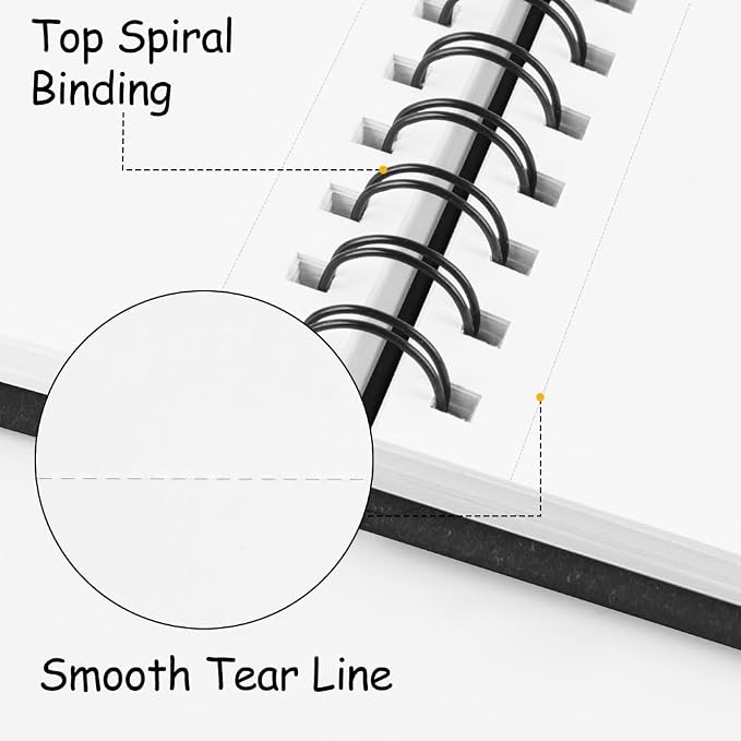 8.3x5.8 Sketch Book, Top Spiral Bound Sketch Pad, 60sheets 92lb/150gsm Bright - Image 4