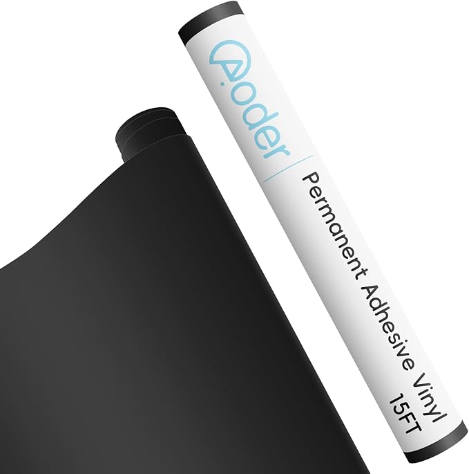 Aoder Permanent Adhesive Vinyl Roll 12" × 15FT, Matte Black | Sticker Vinyl by AoderDTFTransferFilm