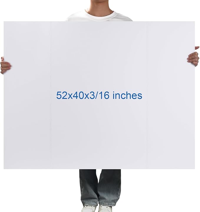 Foam Board Trifold 52 x 40 x 3/16", Large Foam Core Poster Board | 5 Pack - Image 3