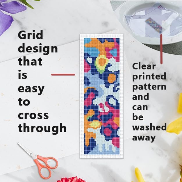 INFUNLY 6pcs Abstract Art DIY Cross Stitch Bookmark Kits - Image 3