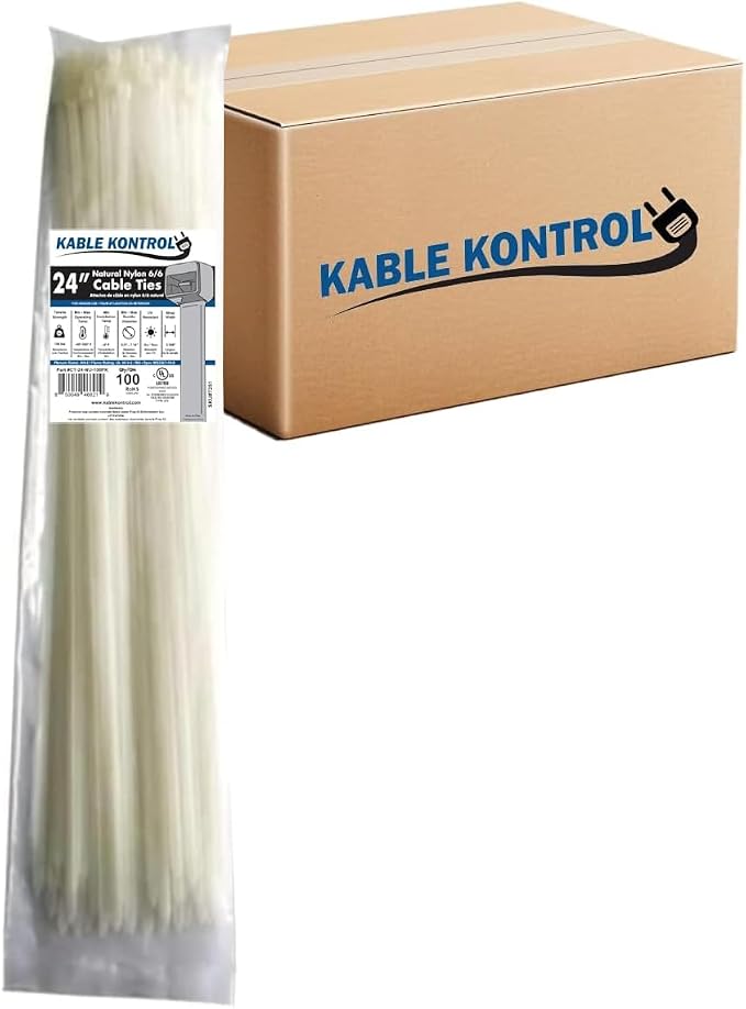 Kable Kontrol Cable Zip Ties Natural White 1, 175 Lbs Tensile Strength by KABLEKONTROL%C2%AE
