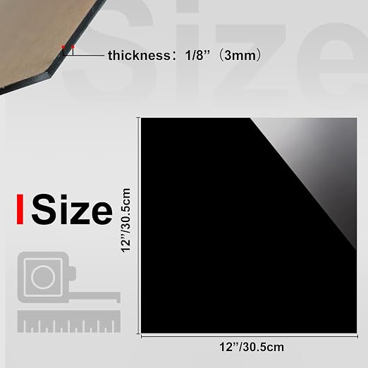 KINLINK 12x12 Plexiglass Sheets 1/8 inch Thick - 3mm Black Cast Acrylic Sheet - Image 2