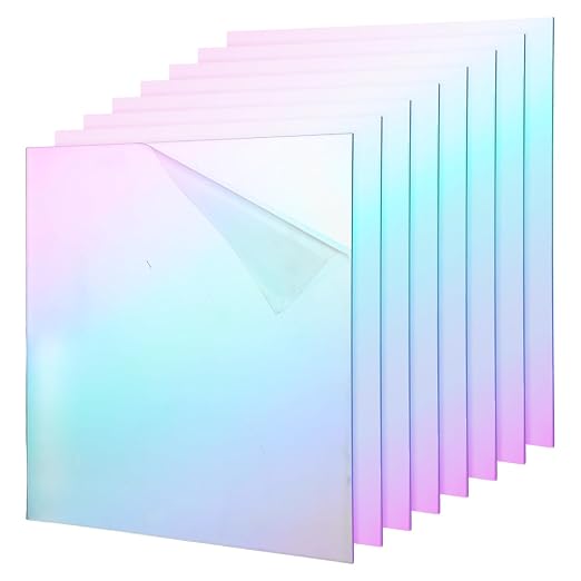JMIATRY 8PCS Iridescent Acrylic Sheet 12x12IN, 3mm Thick, Plexiglass Panel | by JMIATRY