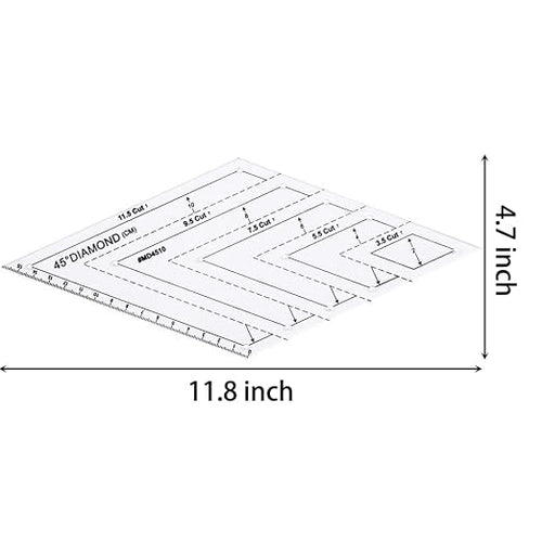 1 Pc Transparent Quilting Templates Ruler, 45 Degree Diamond DIY Tools - Image 2