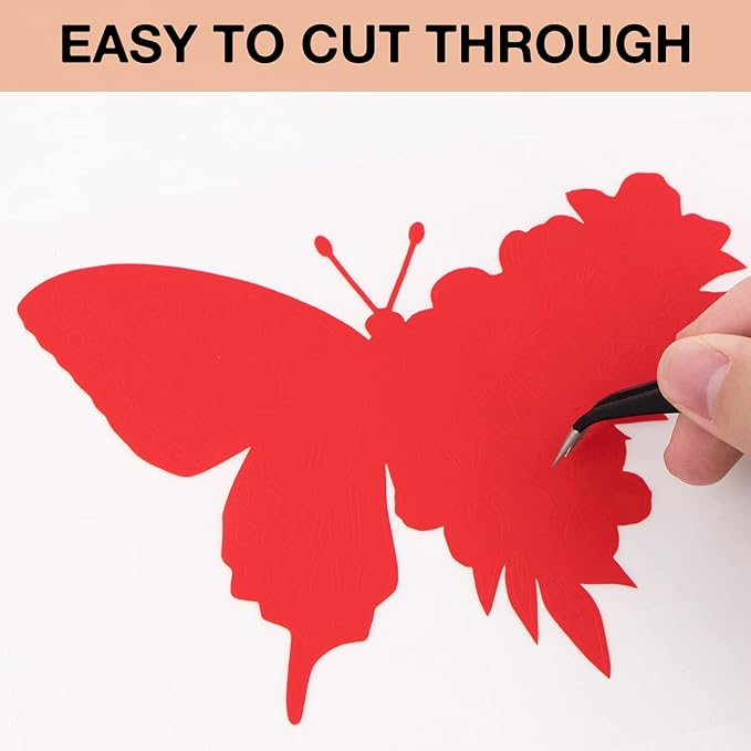 HTVRONT Red Permanent Vinyl, Glossy Red Adhesive Vinyl Roll | - Image 3
