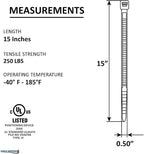 Kable Kontrol Cable Zip Ties Black 1, 250 Lbs Tensile Strength, Bulk Pack - Image 2