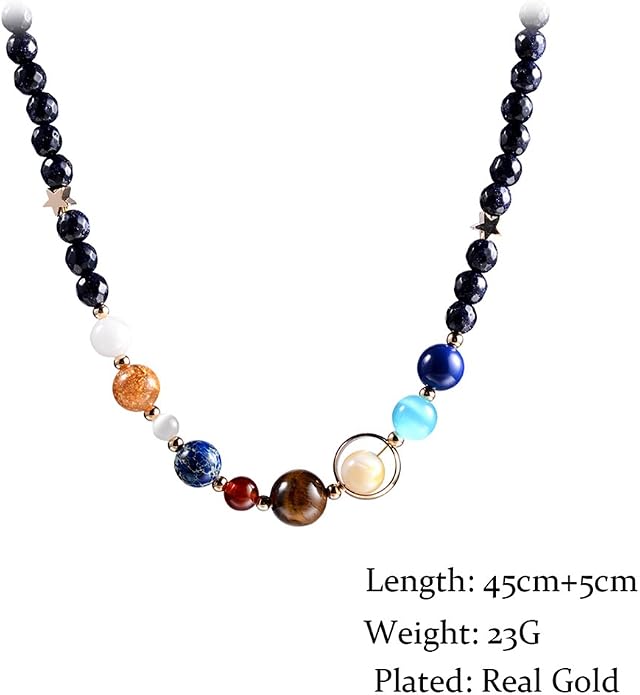 Women Stone Bead Charm Bracelet Universe Galaxy the Eight Planets Nine Planets - Image 2