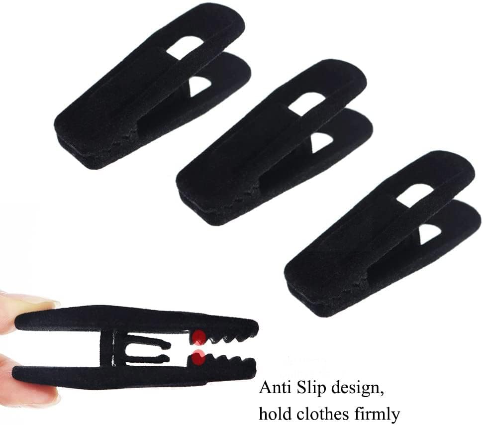 Black Velvet Hangers Clips 40 PCS, Pants Hangers Velvet Clips Easily Add to Velvet Hanger, Skirt Suit Pants Clothes Velvet Hangers, Baby Kids Hangers Clips