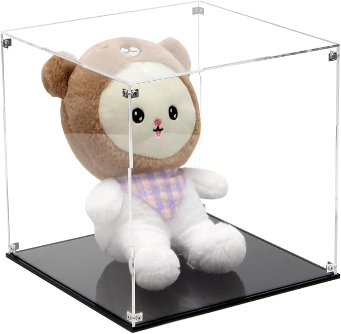 Self-Assembly Acrylic Clear Display Case, Sturdy Acrylic Display Box Cube by KCGANI