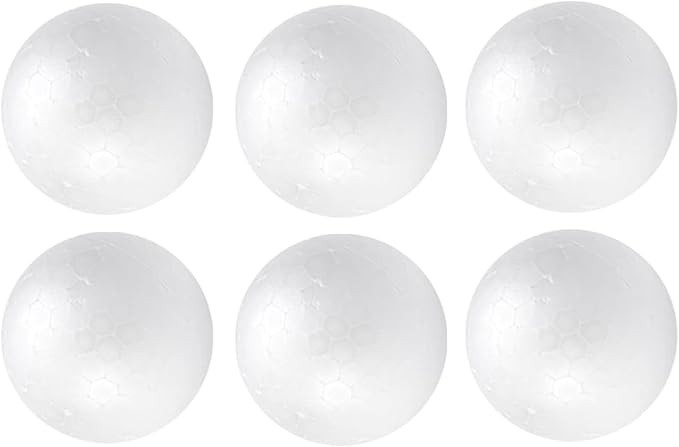 Crafjie 6pc 4 Inch Craft Foam Balls White Smooth Polystyrene Foam Ball by Crafjie