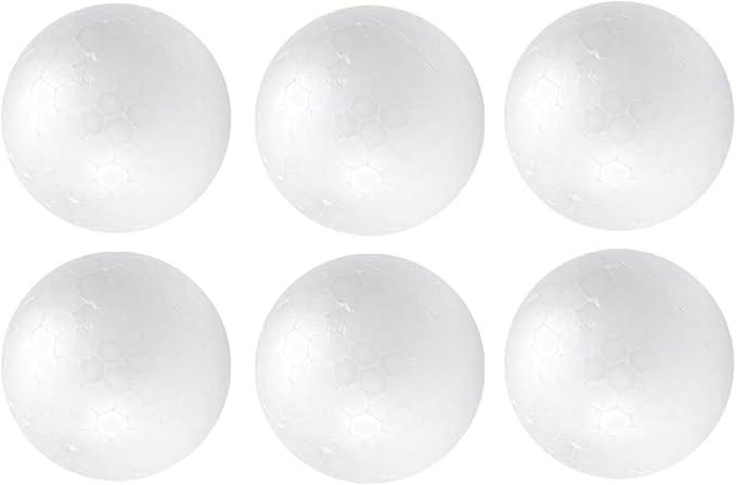 Crafjie Craft Foam Balls 2.75 Inches in Diameter 6-Pack, Smooth Polystyrenets by Crafjie