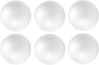 Crafjie Craft Foam Balls 2.75 Inches in Diameter 6-Pack, Smooth Polystyrenets by Crafjie