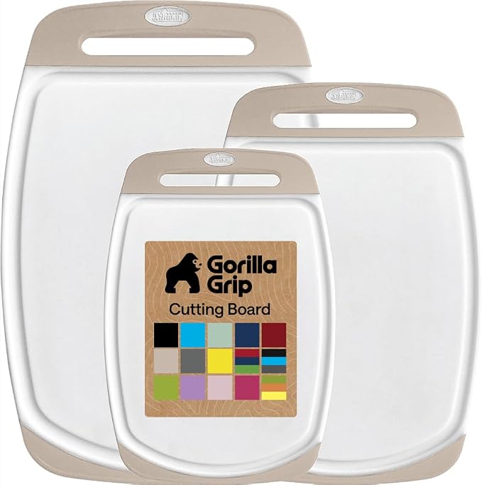 GORILLA GRIP BPA-Free Reversible Kitchen Cutting Board Set of 3, US Designed by Unknown