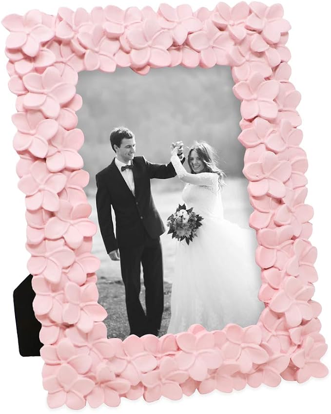 Laura Ashley 4x6 Pink Flower Textured Hand-Crafted Resin Picture Frame - Image 5