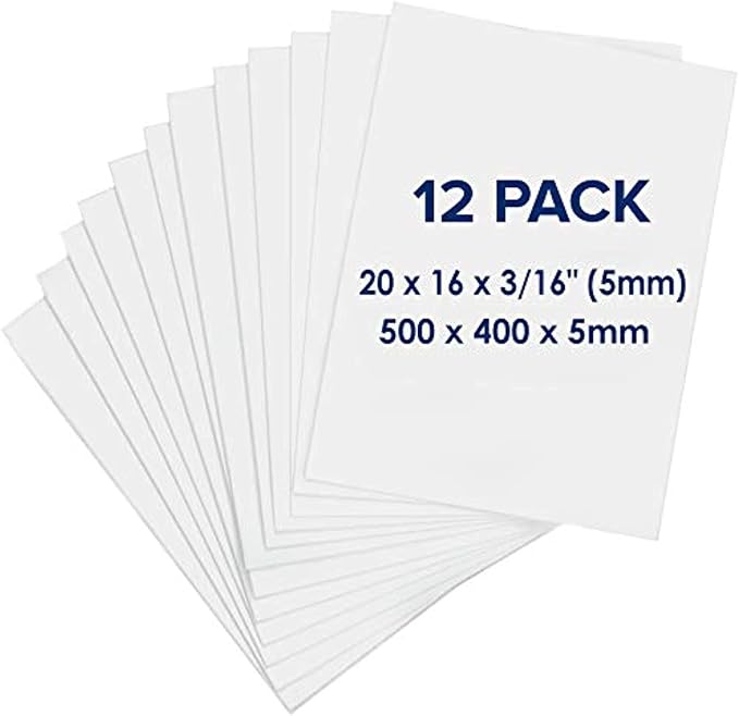 Foam Board 16 x 20 x 3/16", Foam Core Board Sheets, Acid Free Foamboard by Navy+Penguin