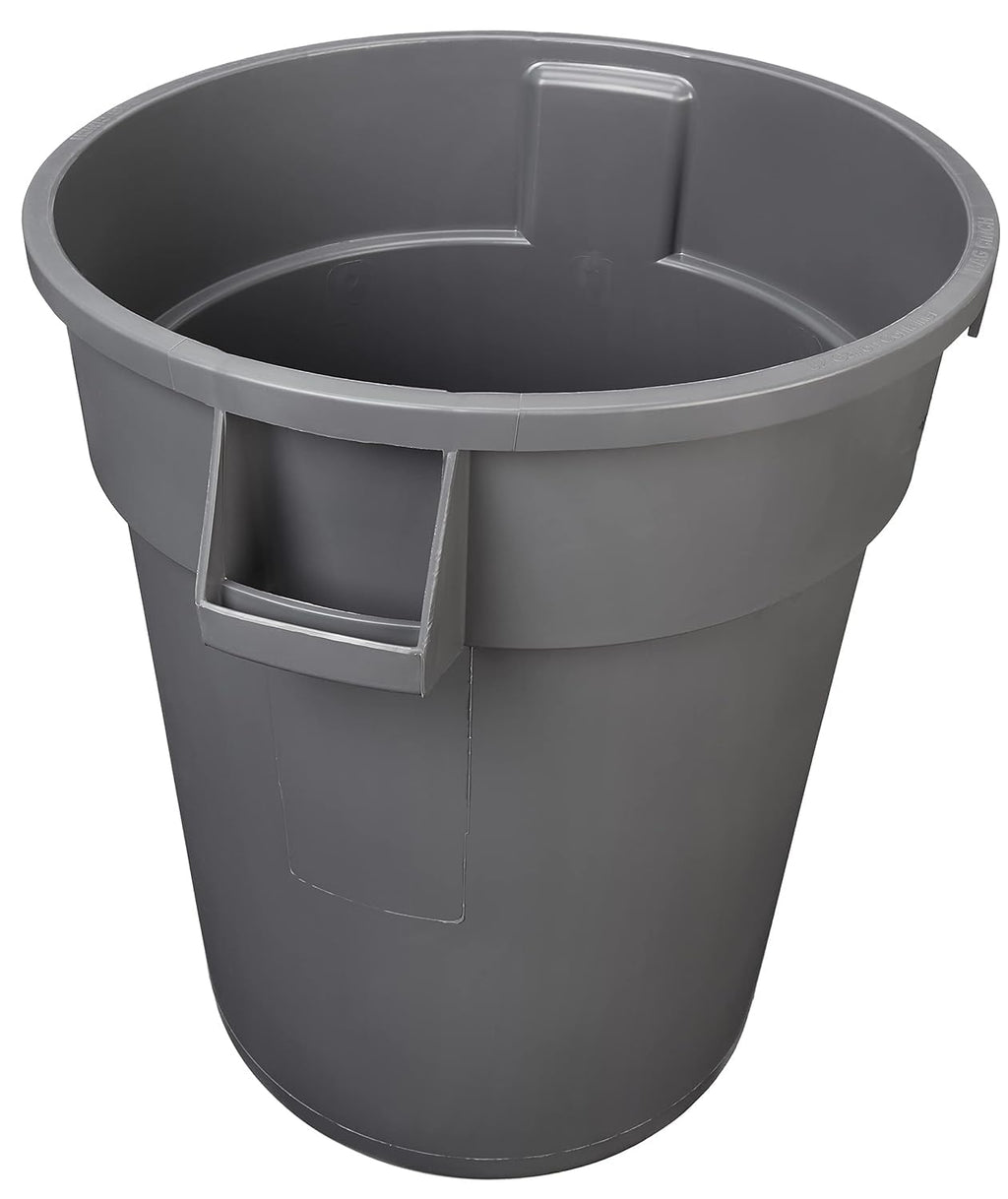 Amazon Basics Heavy Duty Durable Round Trash Can, Grey, 32 gallon (Pack of 2)