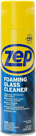 Zep Foaming Glass and Plexiglass Cleaner - 19 Ounces (Case of 2) ZUFGC19 - Foaming Formula Clings to Vertical Surfaces, Trusted by Pros