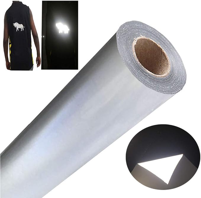FUNKAKA Heat Transfer Vinyl Reflective Light Gray HTV Roll, Reflective HTV Vinyl by FUNKAKA