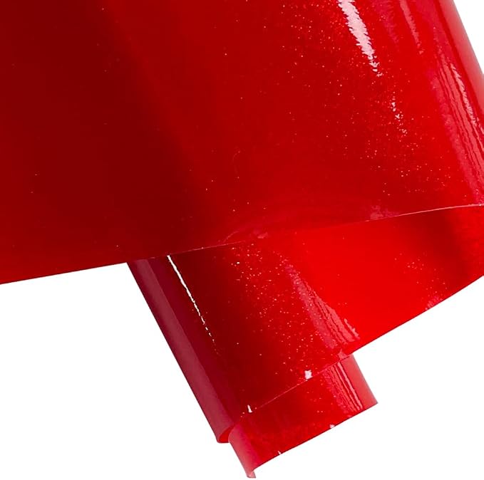 ONEART | Red Transparent Glitter Vinyl Roll, 0.7 mm Solid Clear PVC Jelly Vinyl by ONEART