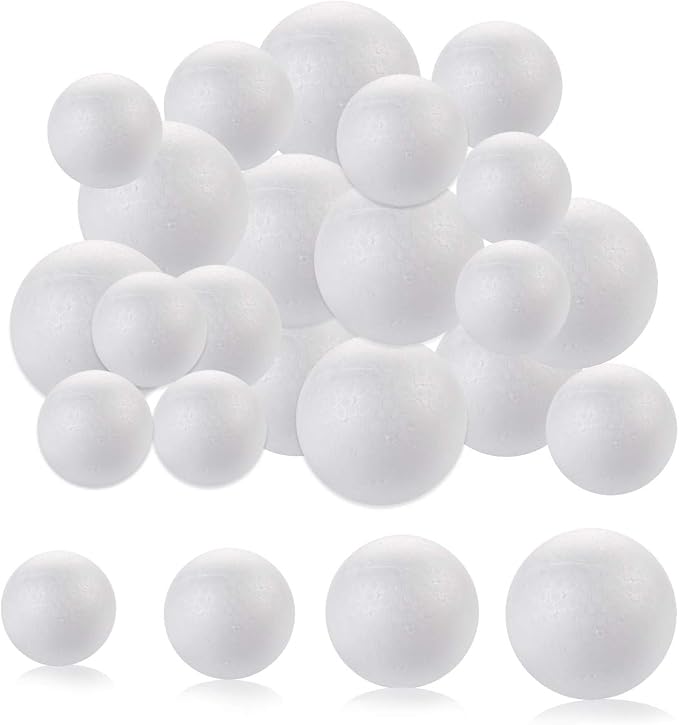 DIYASY 20pcs White Foam Balls 2-3 inch Foam Polystyrene Craft Balls by HandicraftsandDecoration
