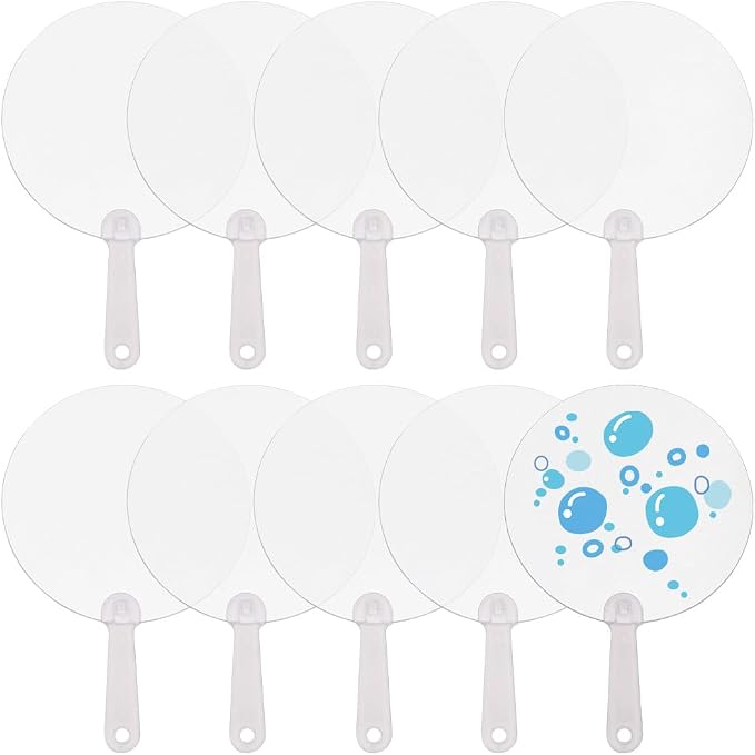 50Pcs Small Fan Blanks Round Plastic Hand Fan Bulk Summer Clear Transparent by SOFPLATE