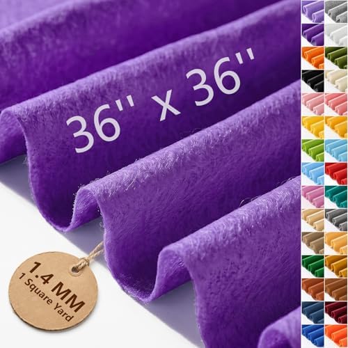 Purple Felt Fabric 36'' X 36'', 1.4mm Large Felt Sheets Soft Durable Crafts by FEIYAUMI