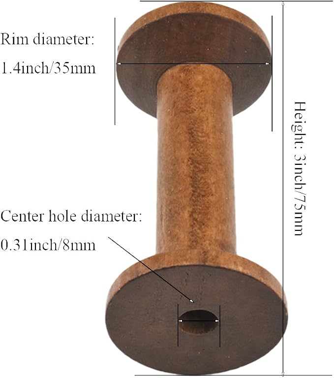 HAHIYO 3Inch/7.5cm 3PCs Light Brown Color Wood Spool - Image 2
