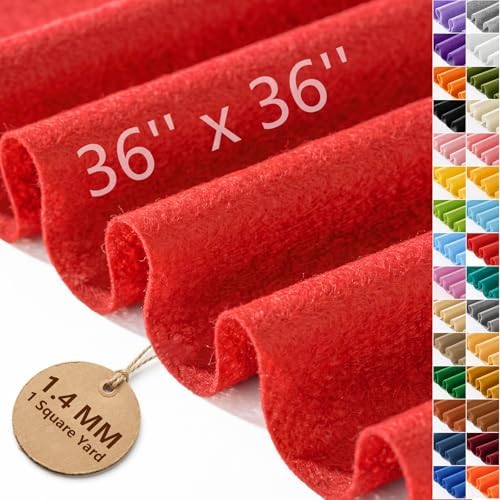 Red Felt Fabric 36'' X 36'', 1.4mm Large Felt Sheets Soft Durable Crafts Felt by FEIYAUMI