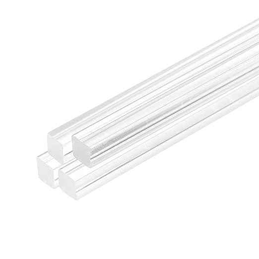 MECCANIXITY 4pcs Acrylic Square Rods 1/2" x 12" Clear Acrylic Dowel Rods Sticks by MECCANIXITY