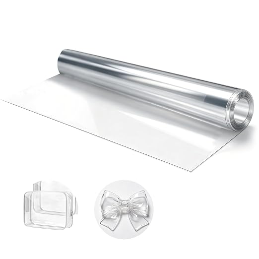 Clear Vinyl for Sewing, Transparent PVC Vinyl roll 12" x 48", 0.4mm Clear Vinyl by Unknown