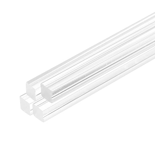 MECCANIXITY 4pcs Acrylic Square Rods 5/16" x 12" Clear Acrylic Dowel Rods by MECCANIXITY