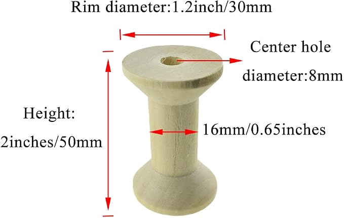 HAHIYO 2Inch 6Pack Natural Wood Unfinished Wooden Empty Thread Spool Smooth - Image 2