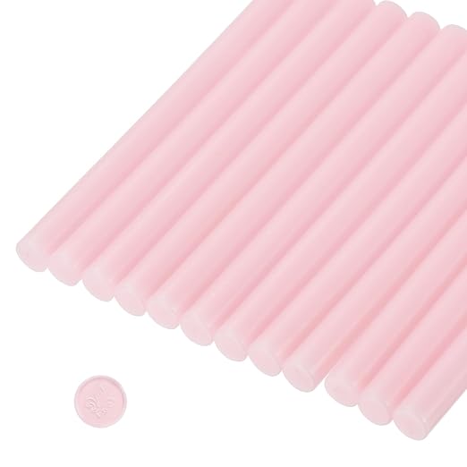 MECCANIXITY 12 Pcs Pink Cylinder Sealing Wax Stick Glue Gun Wax Seal Rod Craft by MECCANIXITY