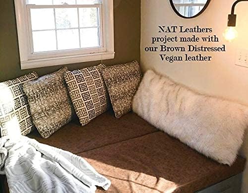 NAT Leathers | Brown Distressed 2 Tone Oily Faux Vegan Leather PU | 1 Yard 36 x - Image 6