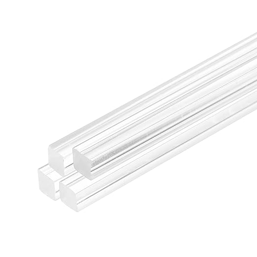 MECCANIXITY 4pcs Acrylic Square Rods 19/32" x 10" Clear Acrylic Dowel Rods by MECCANIXITY