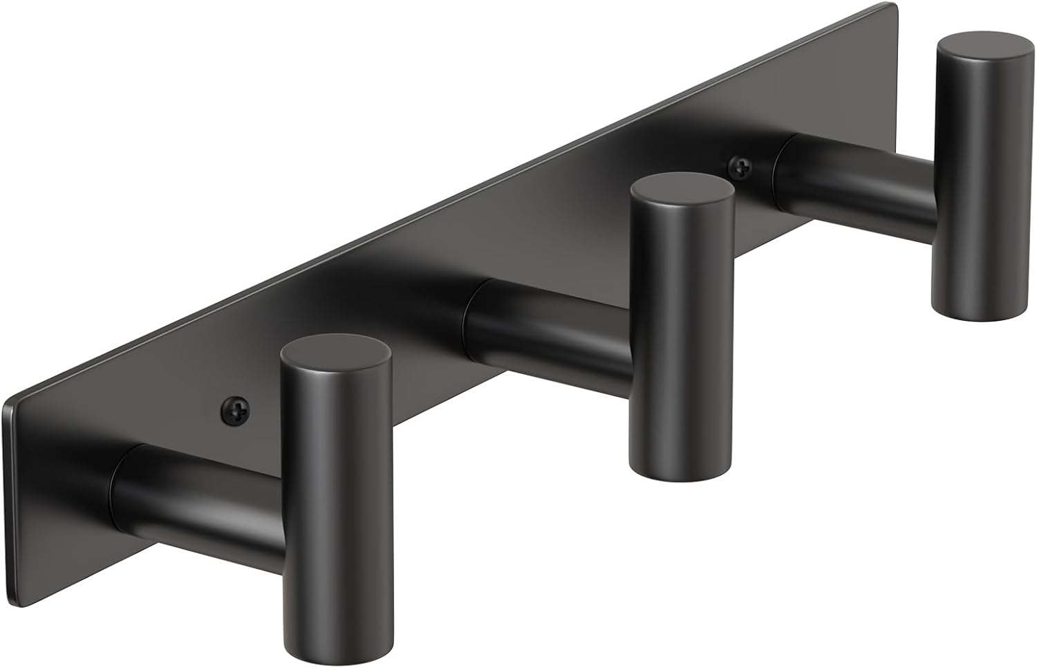 PMMASTO Coat Rack Wall Mounted, 3 "T Shaped Wall Hooks for Hanging, Heavy Duty Stainless Steel Coat Hook Rail for Hat Towel Robes in Bathroom Kitchen Mudroom Entryway (Black, 1PC)