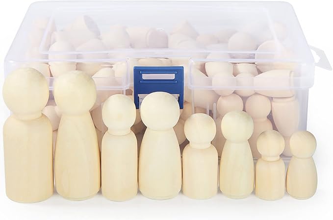 JMIATRY 100PCS Wooden Peg People Wooden Peg Dolls Unfinished Wooden People | - Image 3