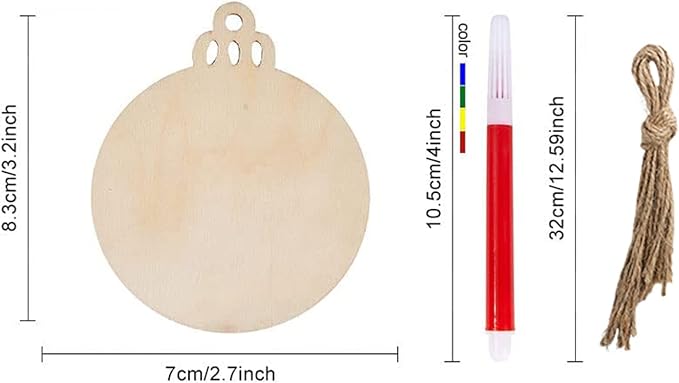 Artmag 50pcs Christmas Unfinished Wood Wooden DIY Ornaments Blank Round Wood - Image 5