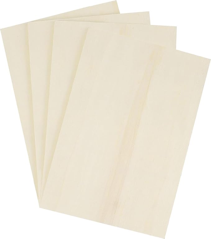 4 Pack Basswood Sheets Rectangle Unfinished Plywood Slices by Unknown